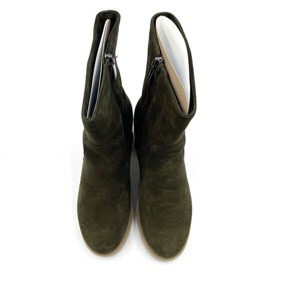 La Canadienne Zed‎ Boots Green Suede Block Heel Waterproof Bootie Sz 7.5 - Picture 3 of 13